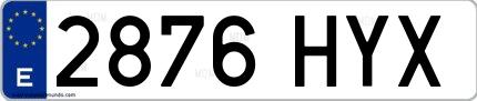 Ejemplo de matrícula española 2876 HYX