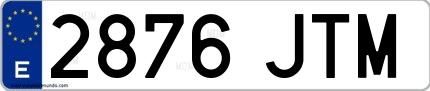 Ejemplo de matrícula española 2876 JTM