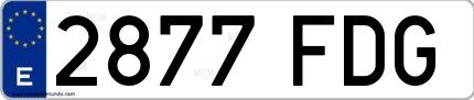 Ejemplo de matrícula española 2877 FDG