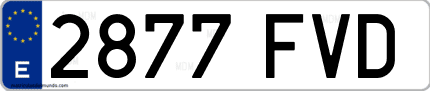 Ejemplo de matrícula de coche ordinaria 2877 FVD