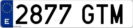 Ejemplo de matrícula española 2877 GTM