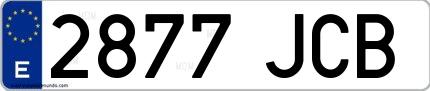 Ejemplo de matrícula española 2877 JCB