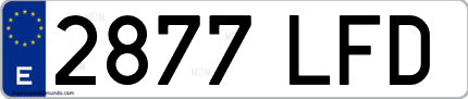Ejemplo de matrícula de coche ordinaria 2877 LFD