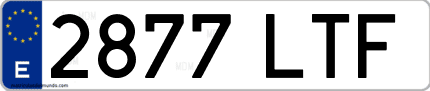 Ejemplo de matrícula de coche ordinaria 2877 LTF