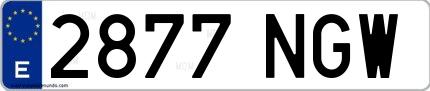 Ejemplo de matrícula española 2877 NGW