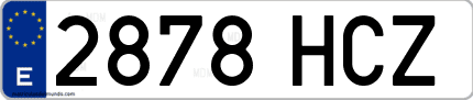 Ejemplo de matrícula de coche ordinaria 2878 HCZ