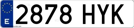 Ejemplo de matrícula española 2878 HYK