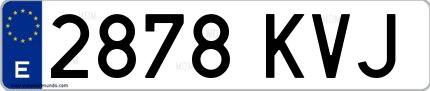 Ejemplo de matrícula española 2878 KVJ