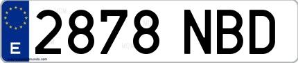 Ejemplo de matrícula española 2878 NBD