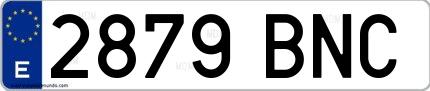 Ejemplo de matrícula española 2879 BNC