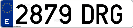 Ejemplo de matrícula de coche ordinaria 2879 DRG