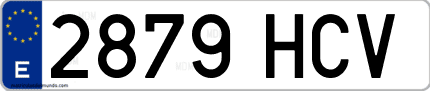 Ejemplo de matrícula de coche ordinaria 2879 HCV