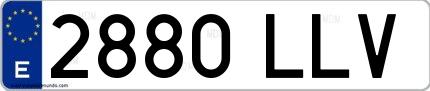Ejemplo de matrícula española 2880 LLV