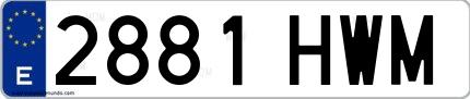 Ejemplo de matrícula española 2881 HWM