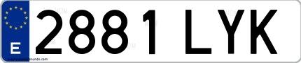 Ejemplo de matrícula española 2881 LYK