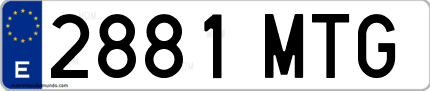 Ejemplo de matrícula de coche ordinaria 2881 MTG
