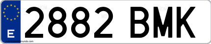 Ejemplo de matrícula de coche ordinaria 2882 BMK