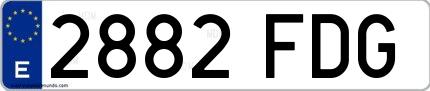 Ejemplo de matrícula española 2882 FDG