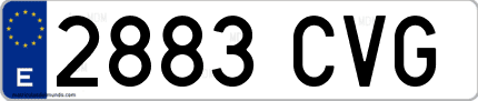Ejemplo de matrícula de coche ordinaria 2883 CVG
