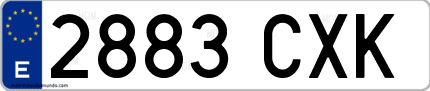 Ejemplo de matrícula de coche ordinaria 2883 CXK