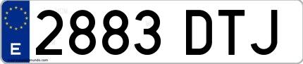 Ejemplo de matrícula española 2883 DTJ