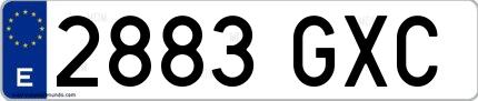 Ejemplo de matrícula española 2883 GXC
