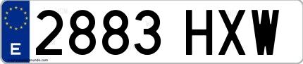 Ejemplo de matrícula española 2883 HXW