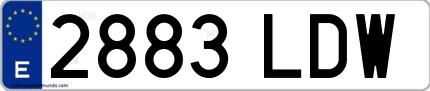 Ejemplo de matrícula española 2883 LDW