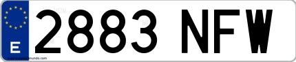 Ejemplo de matrícula española 2883 NFW
