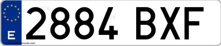 Ejemplo de matrícula española 2884 BXF