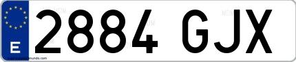 Ejemplo de matrícula española 2884 GJX