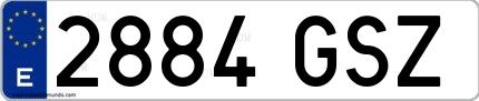 Ejemplo de matrícula española 2884 GSZ