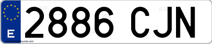 Ejemplo de matrícula de coche ordinaria 2886 CJN