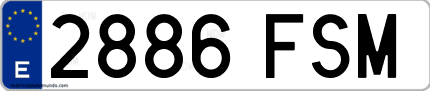 Ejemplo de matrícula de coche ordinaria 2886 FSM