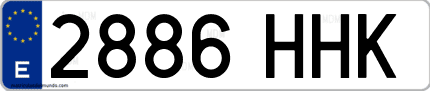 Ejemplo de matrícula de coche ordinaria 2886 HHK