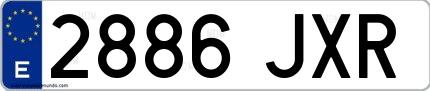 Ejemplo de matrícula española 2886 JXR