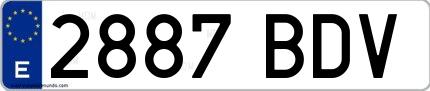 Ejemplo de matrícula española 2887 BDV