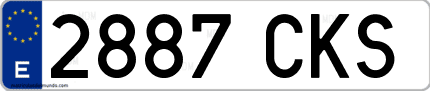 Ejemplo de matrícula de coche ordinaria 2887 CKS