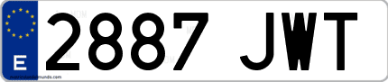 Ejemplo de matrícula de coche ordinaria 2887 JWT