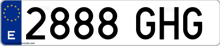 Ejemplo de matrícula de coche ordinaria 2888 GHG