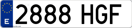 Ejemplo de matrícula de coche ordinaria 2888 HGF