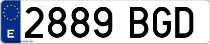 Ejemplo de matrícula española 2889 BGD