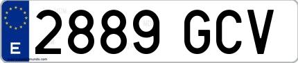 Ejemplo de matrícula española 2889 GCV