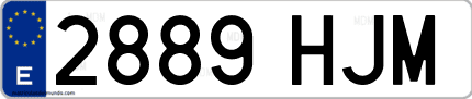 Ejemplo de matrícula de coche ordinaria 2889 HJM