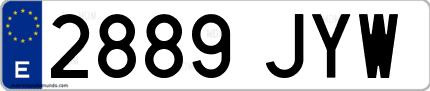 Ejemplo de matrícula de coche ordinaria 2889 JYW