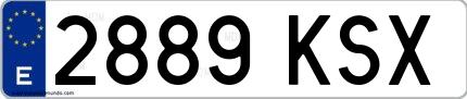 Ejemplo de matrícula española 2889 KSX
