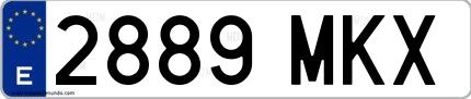 Ejemplo de matrícula española 2889 MKX
