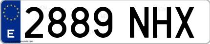 Ejemplo de matrícula española 2889 NHX