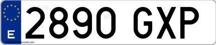 Ejemplo de matrícula española 2890 GXP