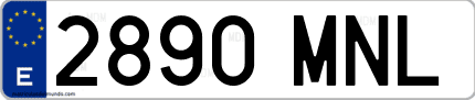 Ejemplo de matrícula de coche ordinaria 2890 MNL